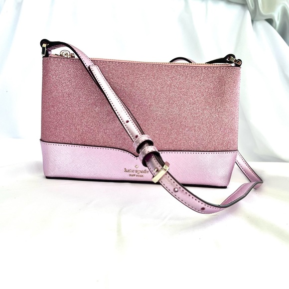 Kate Spade Lola Rose Pink Glitter Crossbody Handbag NEW WKR00081 - Picture 1 of 14